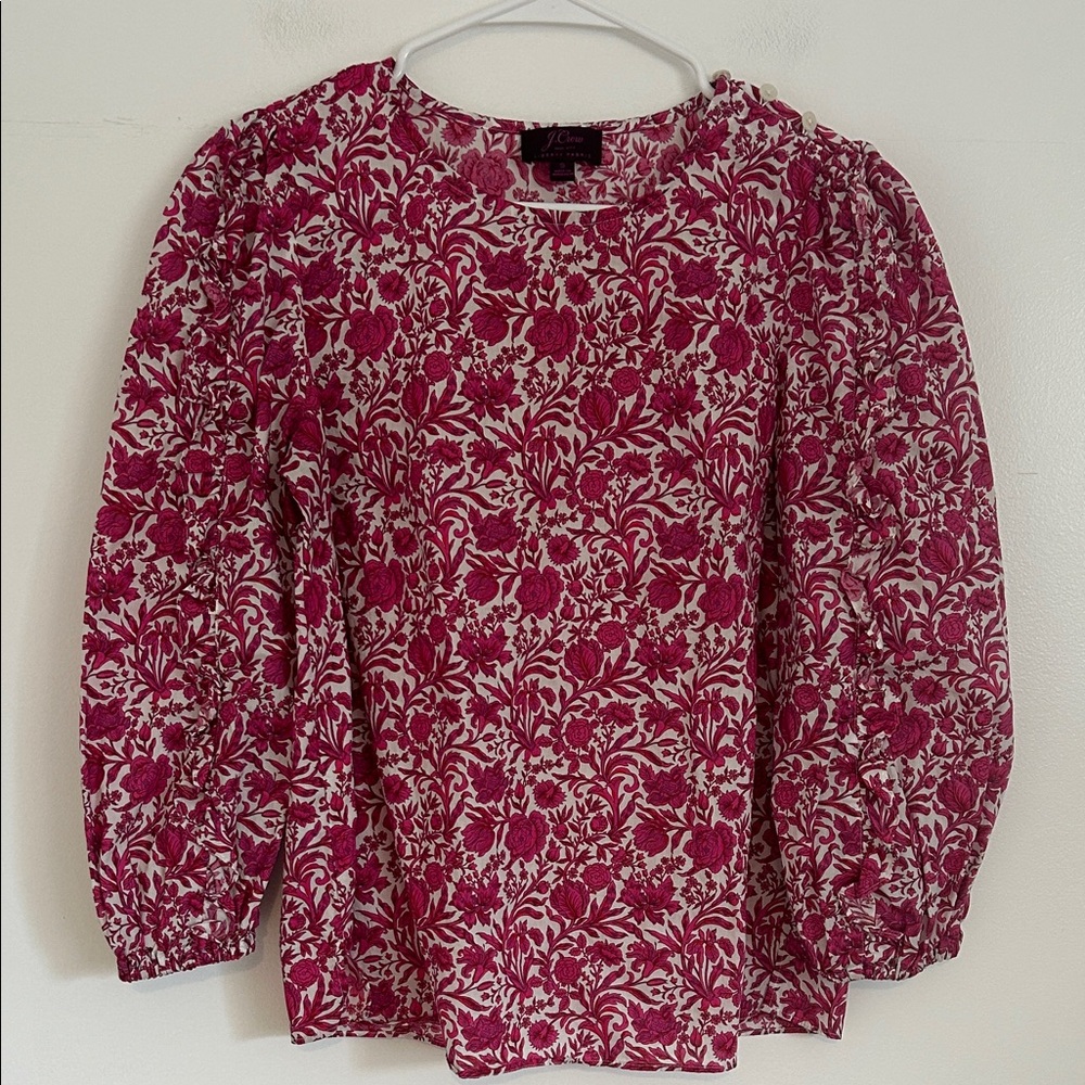 J. Crew Liberty Pink and White Floral Blouse
